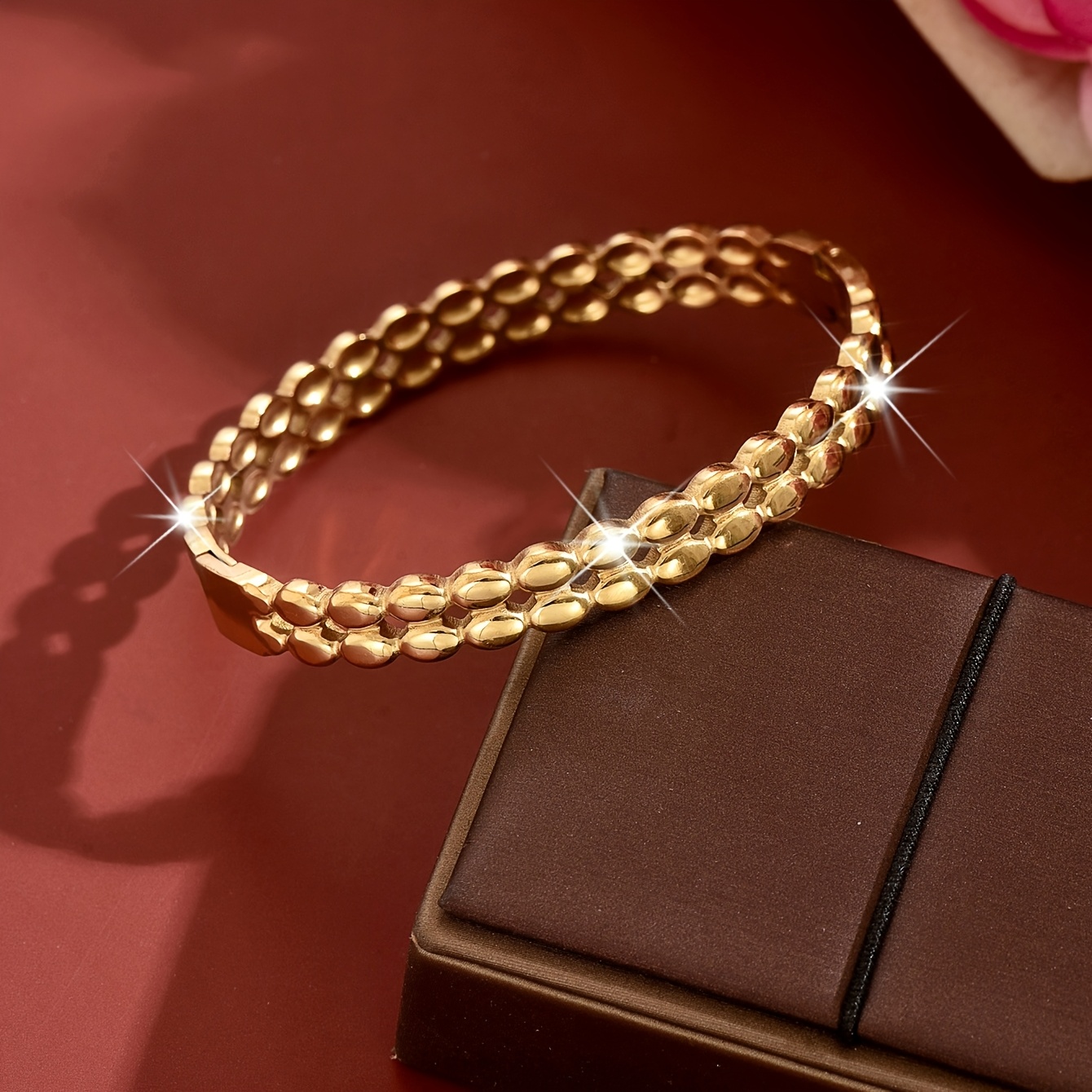 Women's Double-layer Oval Stainless Steel Bracelet, Minimalist Chic